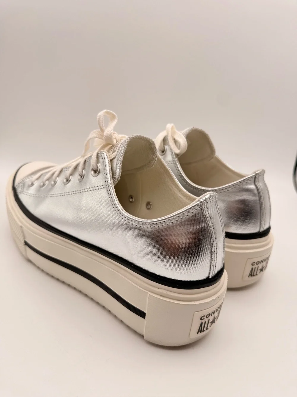 CONVERSE Chuck Taylor All Star Lift Platform Metallic Silver Sneakers Size 11 - Picture 7 of 11
